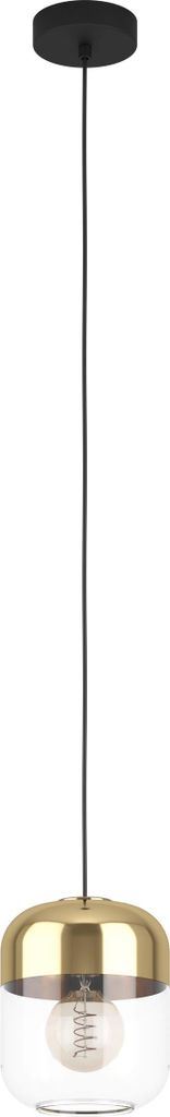 EGLO Hängelampe Maryvilla, 1-flammige Pendelleuchte Esstisch elegant, Deckenlampe mit Glas-Lampenschirm in Transparent und Gold, Ø 17 cm