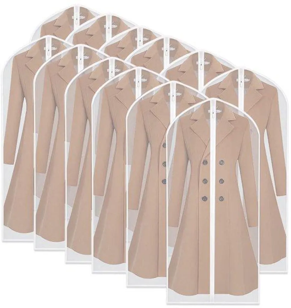 Protège-vêtements longs 60 x 140 cm : Lot de 12 housses zippées PEVA