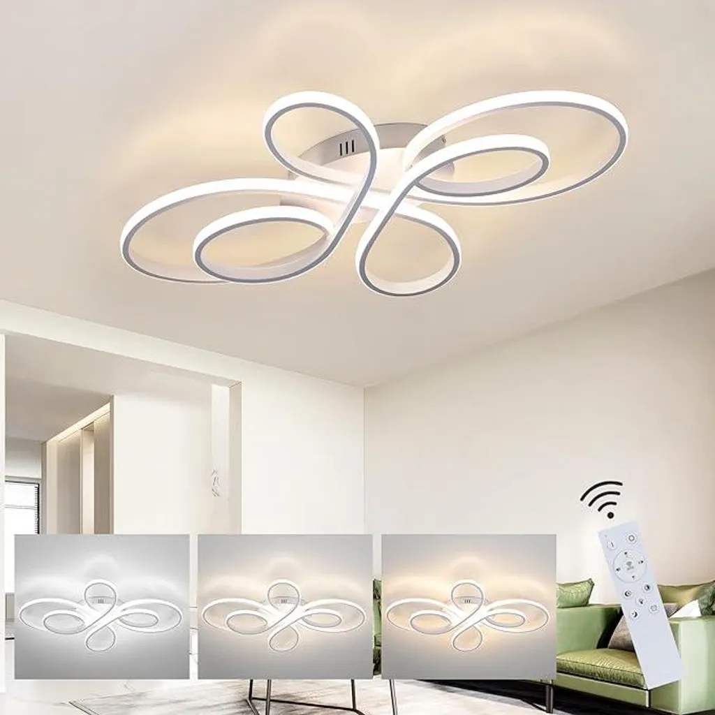 Plafonnier LED puissant pour salon sombre avec télécommande 65W