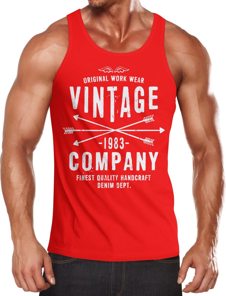 Herren Tank-Top Vintage Company Arrows Pfeile Hipster Druck Motiv Muskelshirt Muscle Shirt Neverless L