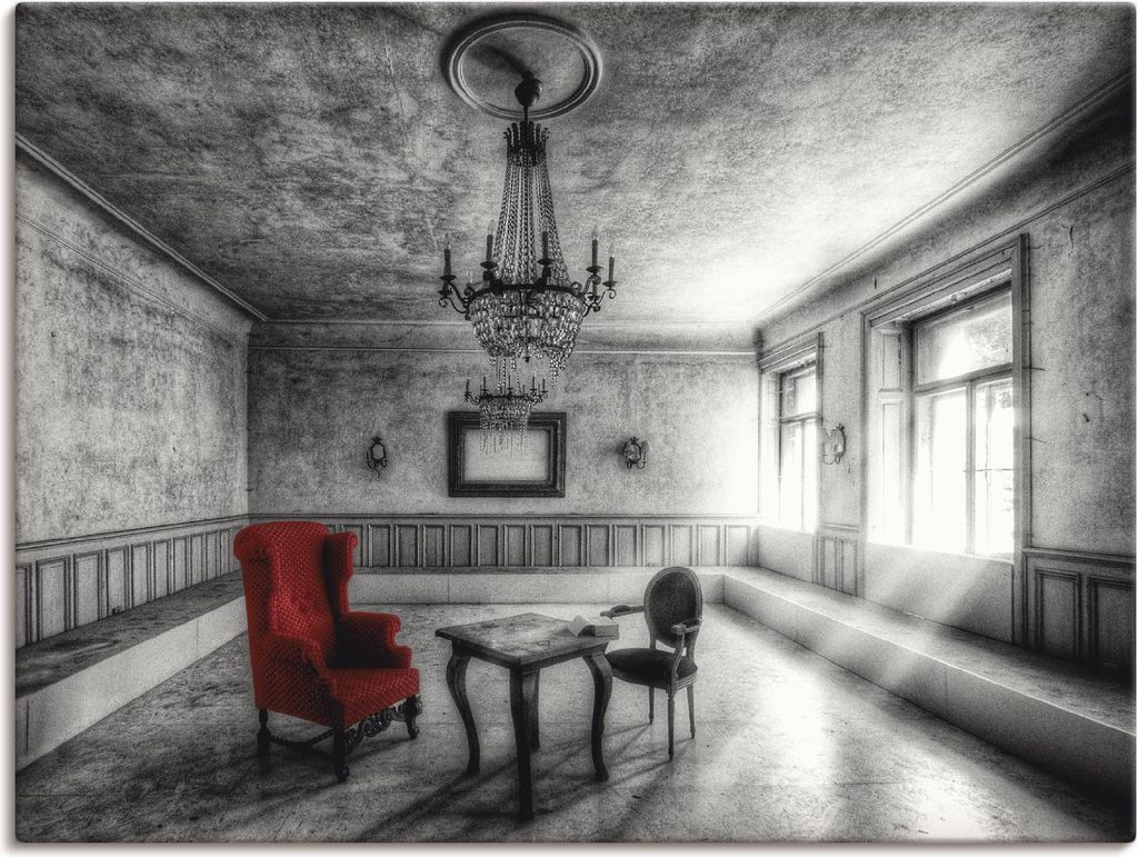 ARTland Leinwandbild Lost Place - Roter Sessel Größe: 60x45 cm