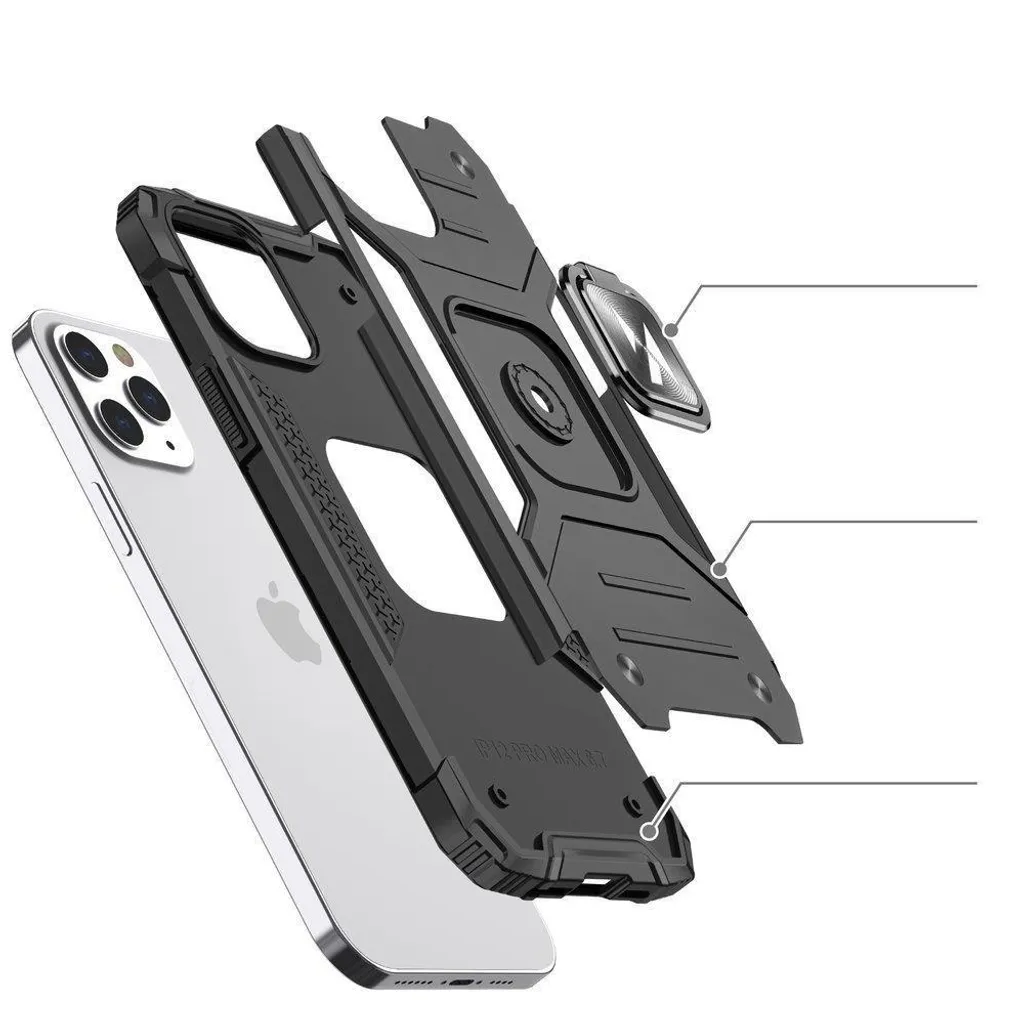 Custodia Professionale iPhone 14 Pro Max Wozinsky Ring Armor - Nero Business - 6
