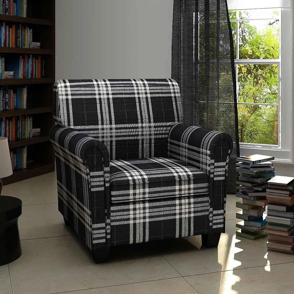 Fauteuil de Lecture Noir en Tissu avec Assise Rembourrée pour Bureau