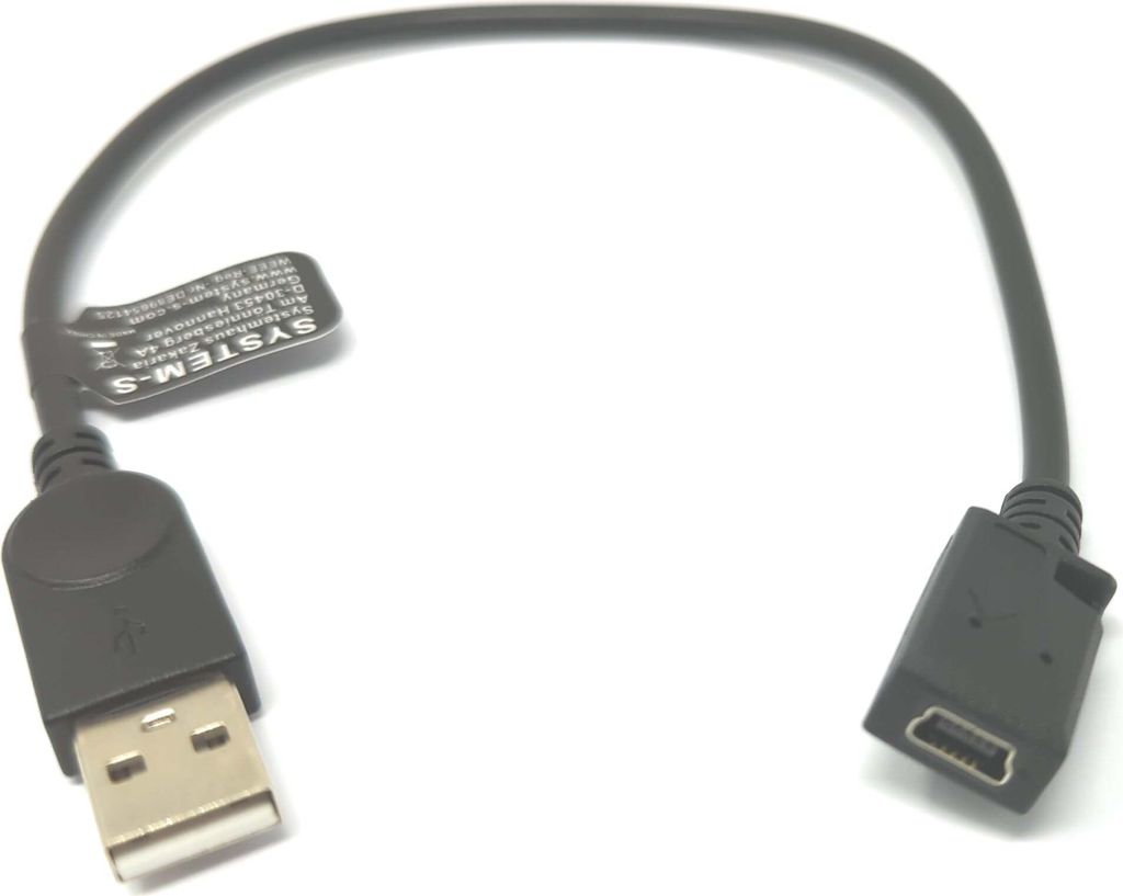 SYSTEM-S USB 2.0 Kabel 30 cm Mini B Buchse zu Typ A Stecker in Schwarz