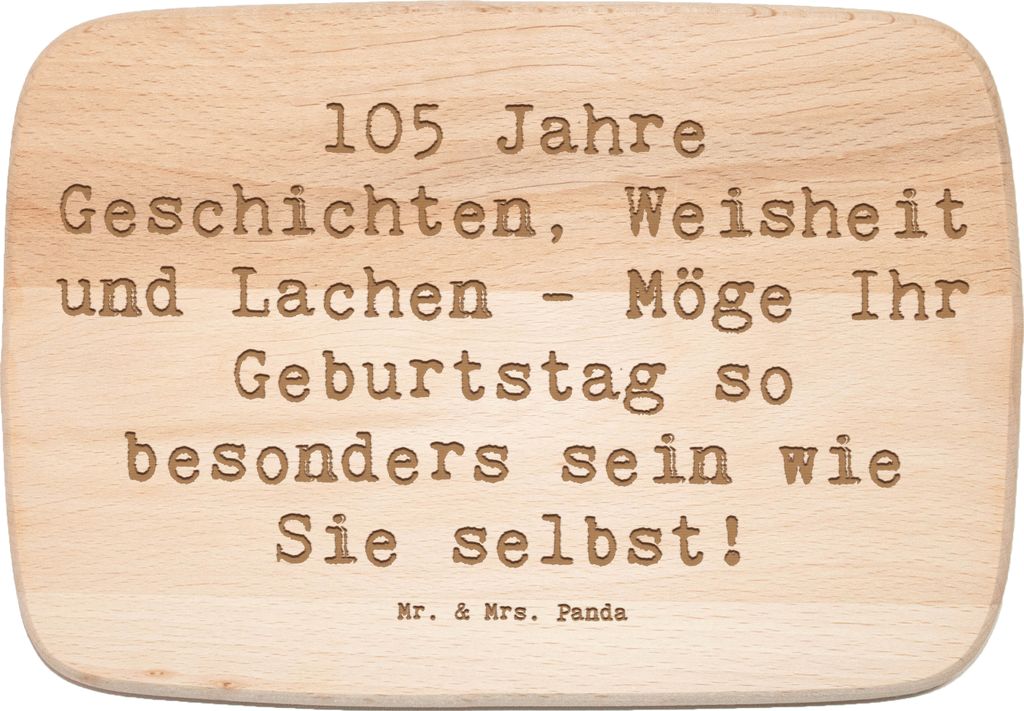 Mr. & Mrs. Panda Holz Schneidbrett Spruch 105. Geburtstag - Transparent - Geschenk, herzerwärmend, 105 Jahre, Frühstücksbrettchen, farbenfrohe K...