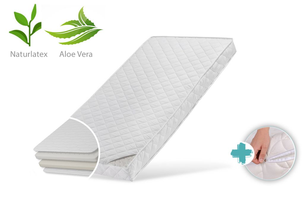 Kindermatratze 90x200 cm LATEX ROYAL mit Aloe Vera-Bezug Produktbild 