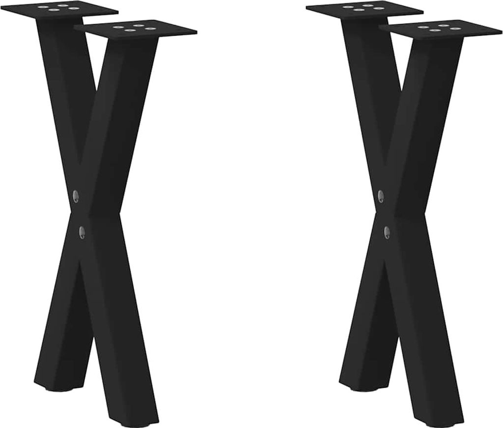 Couchtischbeine X-Form 2 Stk. Schwarz 28x(42-43) cm Stahl