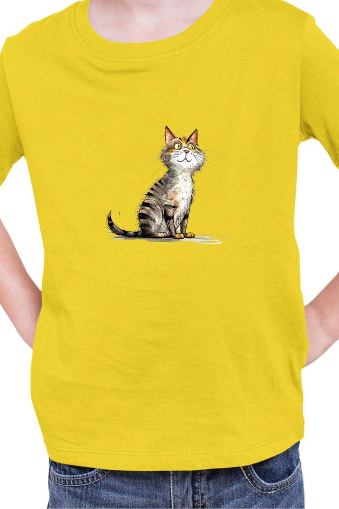 Kinder T-Shirt Funny Cats Breeds Cyprus Cat, 12-13 Jahr - 152 / Gelb