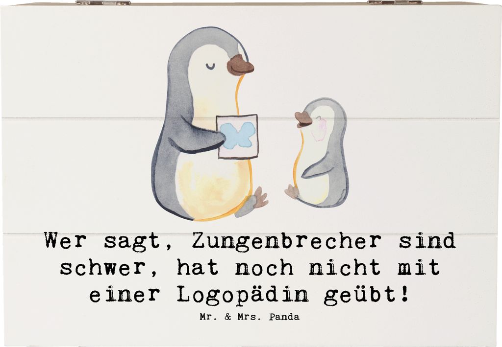 Mr. & Mrs. Panda Kiste Training mit Logopädin 22 x 15 cm - Weiß - Geschenk, Kommunikation, Box, Stimmbildung, Kunst der Sprache, Truhe, Berufspro...