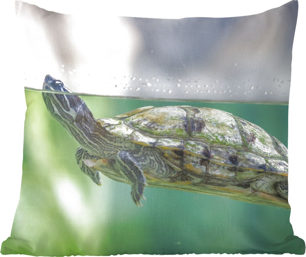 MuchoWow Zierkissen Sofakissen Wohnzimmer Dekokissen 60x60 cm Nahaufnahme einer Schildkröte - Sitzfläche - Foto Polster