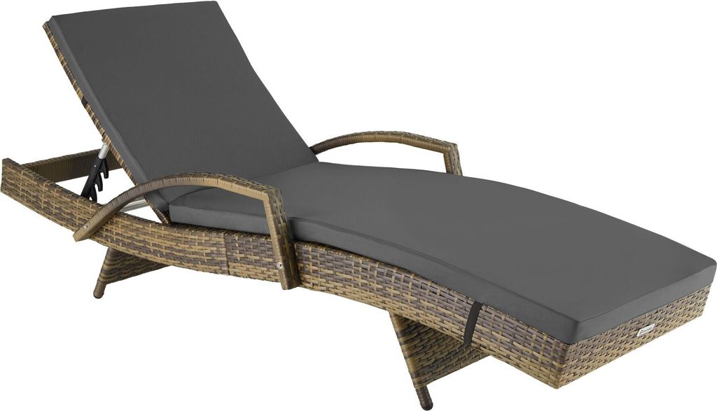 Chaise longue en rotin et aluminium Océane - marron naturel Image du produit 