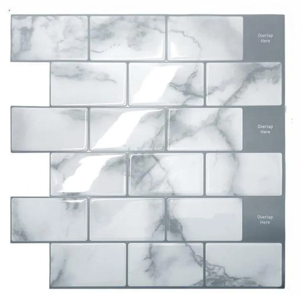 Carreaux muraux 3D noirs 30 x 30 cm autocollants - Lot de 10 dalles PVC