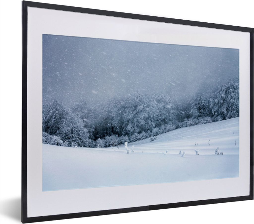 MuchoWow MuchoWow Gerahmtes Poster Berg mit Schnee 40x30 cm - Poster mit zchwarzem Bilderrahmen - Bilderrahmen - Poster im Rahmen