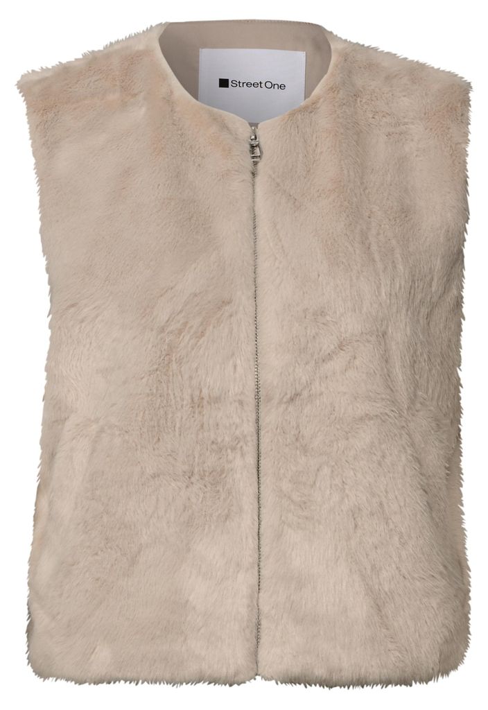 Street One Fake Fur Vest clay sand 42 Produktbild 