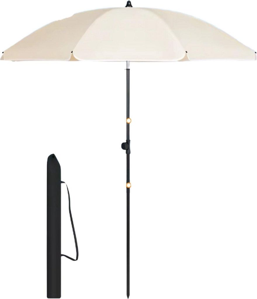 Runden Sonnenschirm – 155 cm – Höhenverstellbar & 45° neigbar – UV-beständig & Wasserabweisend – Für Balkon, Garten & Strand – Farbe:...