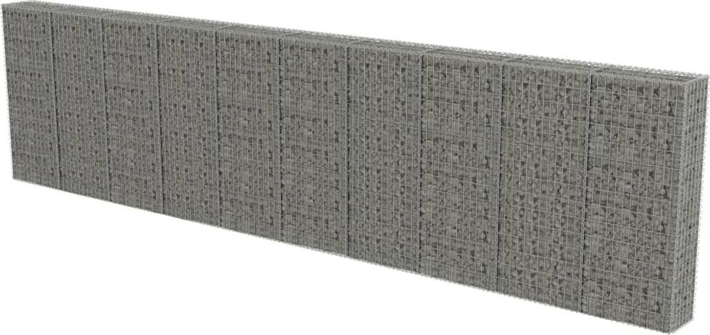 Gabionenwand mit Abdeckung Verzinkter Stahl 600×30×150 cm
