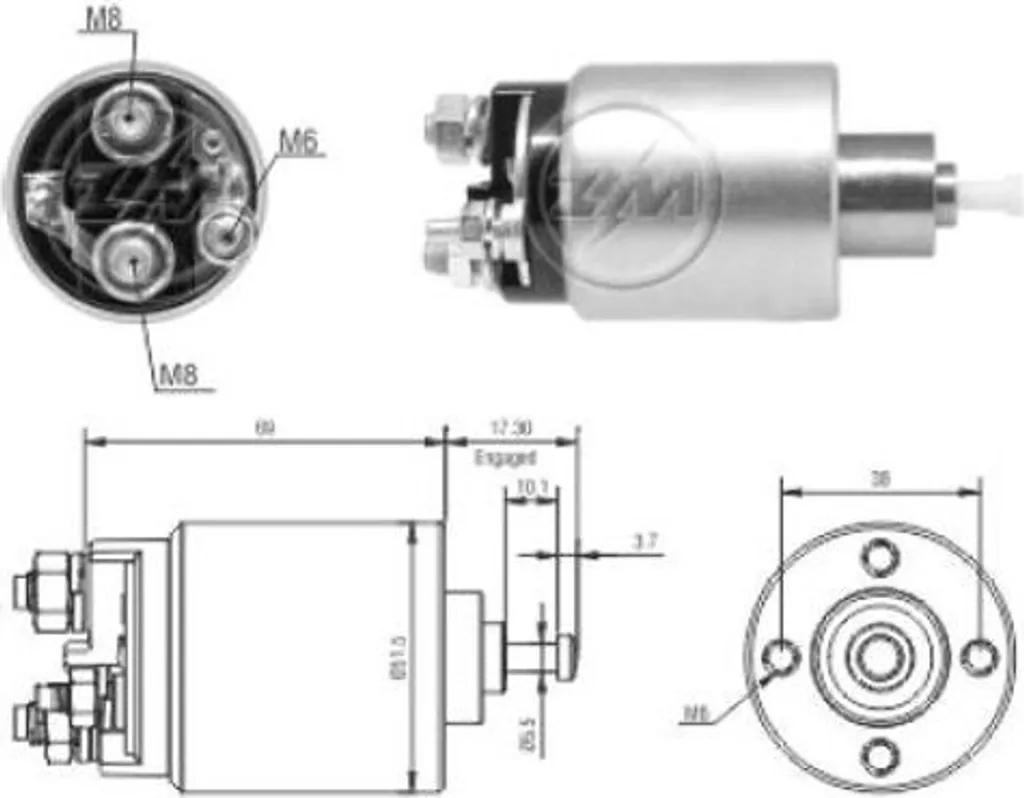 Magnetschalter Anlasser ERA ZM1961 avec bobinage cuivre renforcé