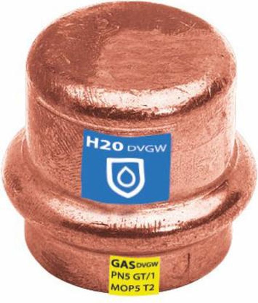 3 x Pressfitting Kupfer Stopfen - Endkappe - Kappe, Größe V 22 (Pack à 3 Stück)