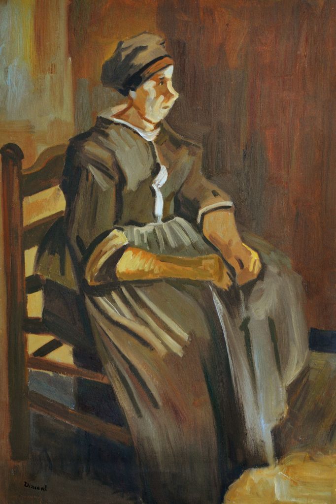 Vincent Van Gogh Kunstdruck Bild - Bäuerin Auf Einem Stuhl Sitzend, 1885 (180 x 120 cm)