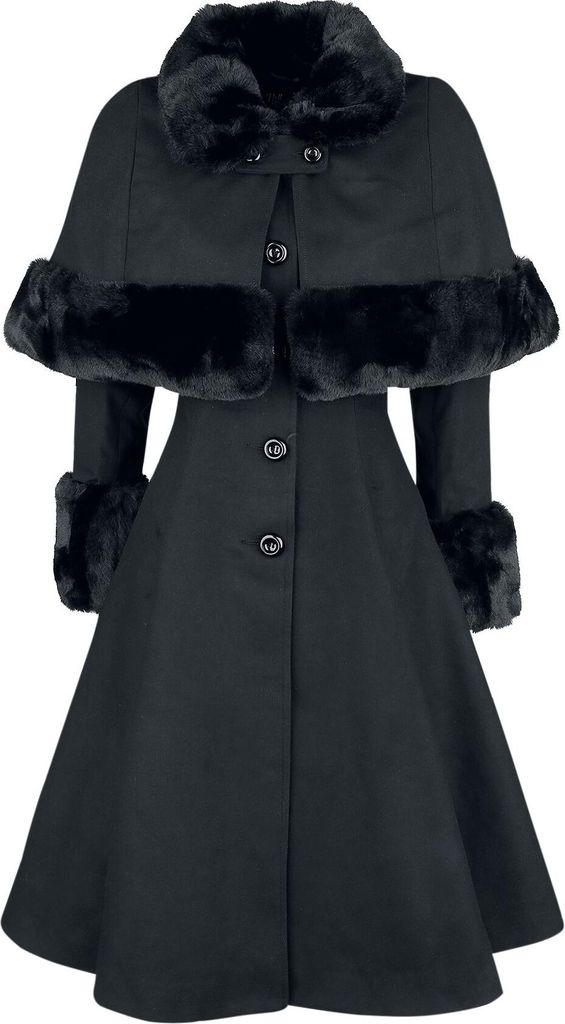 Hell Bunny Vintage Mantel - Capulet Coat Schwarz XL