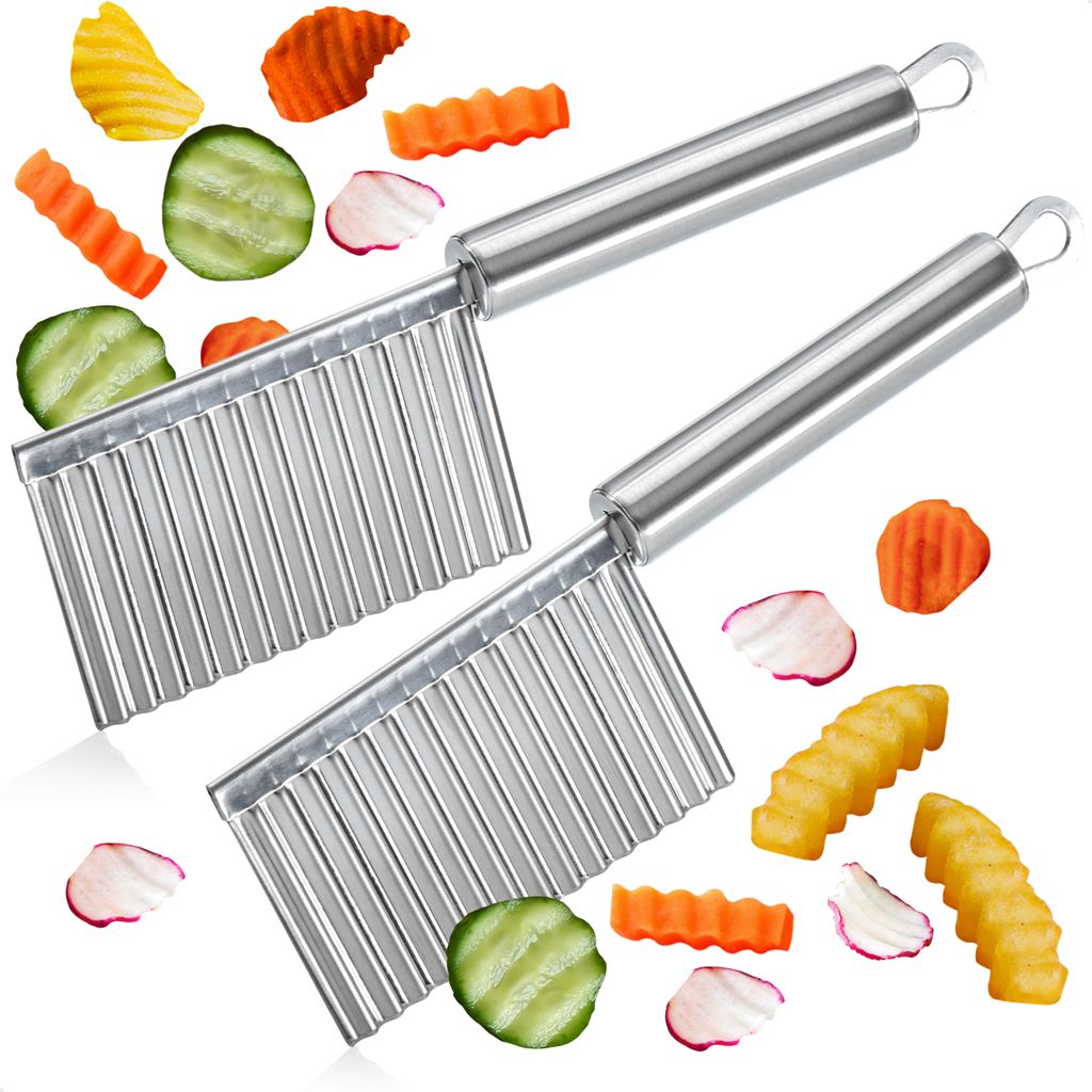 com-four® 2x Wellenschneider - Riffelmesser aus rostfreiem Produktbild 