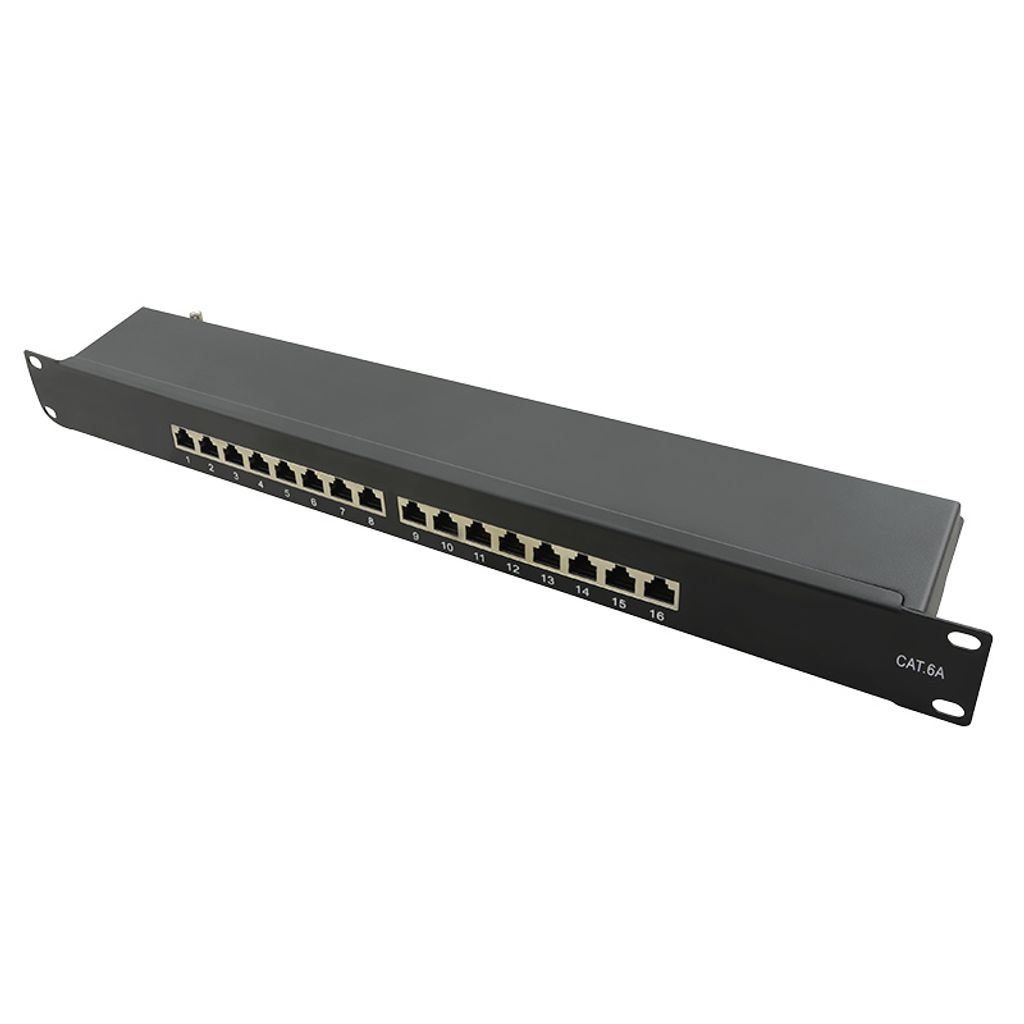 Logilink 19" Cat.6A Patchpanel, 16-Port, schwarz, 1 HE