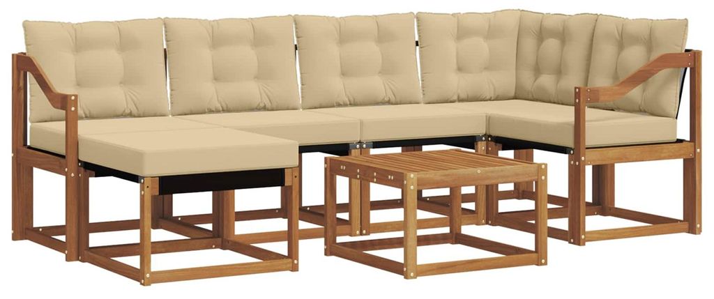 Hochwertigen Möbel Outdoor-Sofa garnitur moderne - Balkonmöbel/Gartenlounge-Set - robust und langlebig - mit Kissen 7 pcs Natur und Beige - Garte...
