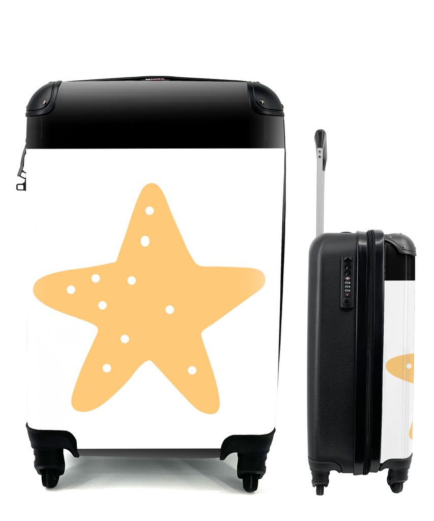 MuchoWow Koffer Handgepäck Trolley Rollkoffer Kleine Reisekoffer mit 4 Rollen - Stern - Mädchen - Jungen - Punkte - Kinder - Cabin Size < 55x40...