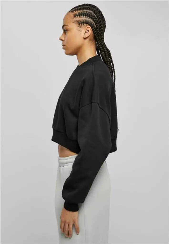 Haut Court Noir Urban Classics Col V - T-shirt Cropped pour Look Street