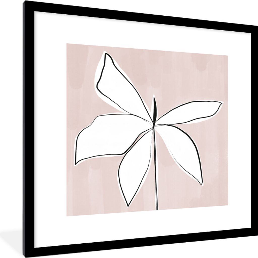 MuchoWow Gerahmtes Poster Blume - Abstrakt - Pastell 40x40 cm - Poster mit Schwarzem Bilderrahmen Wandposter Rahmen Foto Bilder - Poster - Plakat...