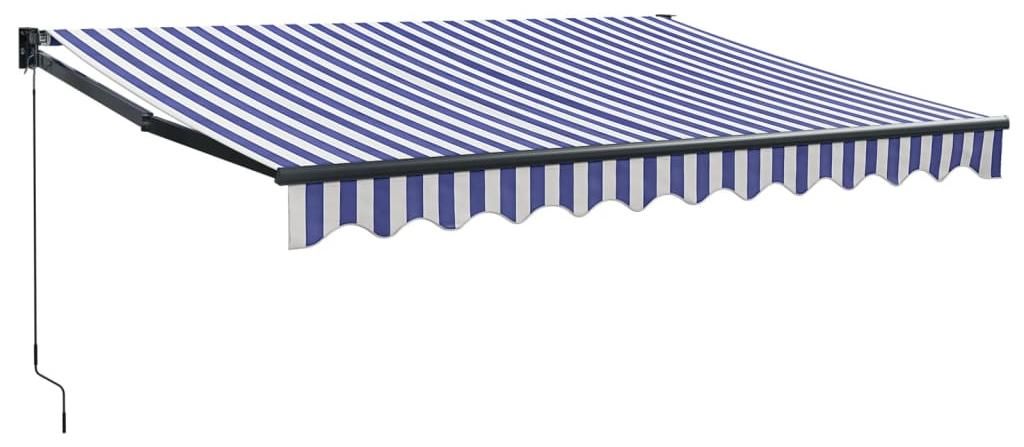 vidaXL Tenda retrattile blu e bianca 3,5x2,5 m Tessuto e Immagine del prodotto 
