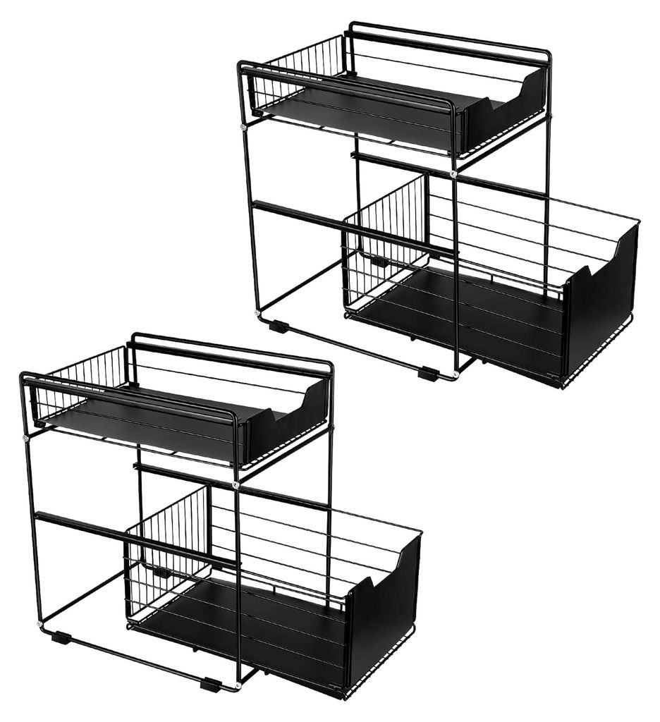 Unterschrank mit 2 Ebenen, Küchenregal, Schubladenschrank, Küchenorganizer mit 2 Schubladen, Aufbewahrungskorb für Küche, Speisekammer, Schlafz...