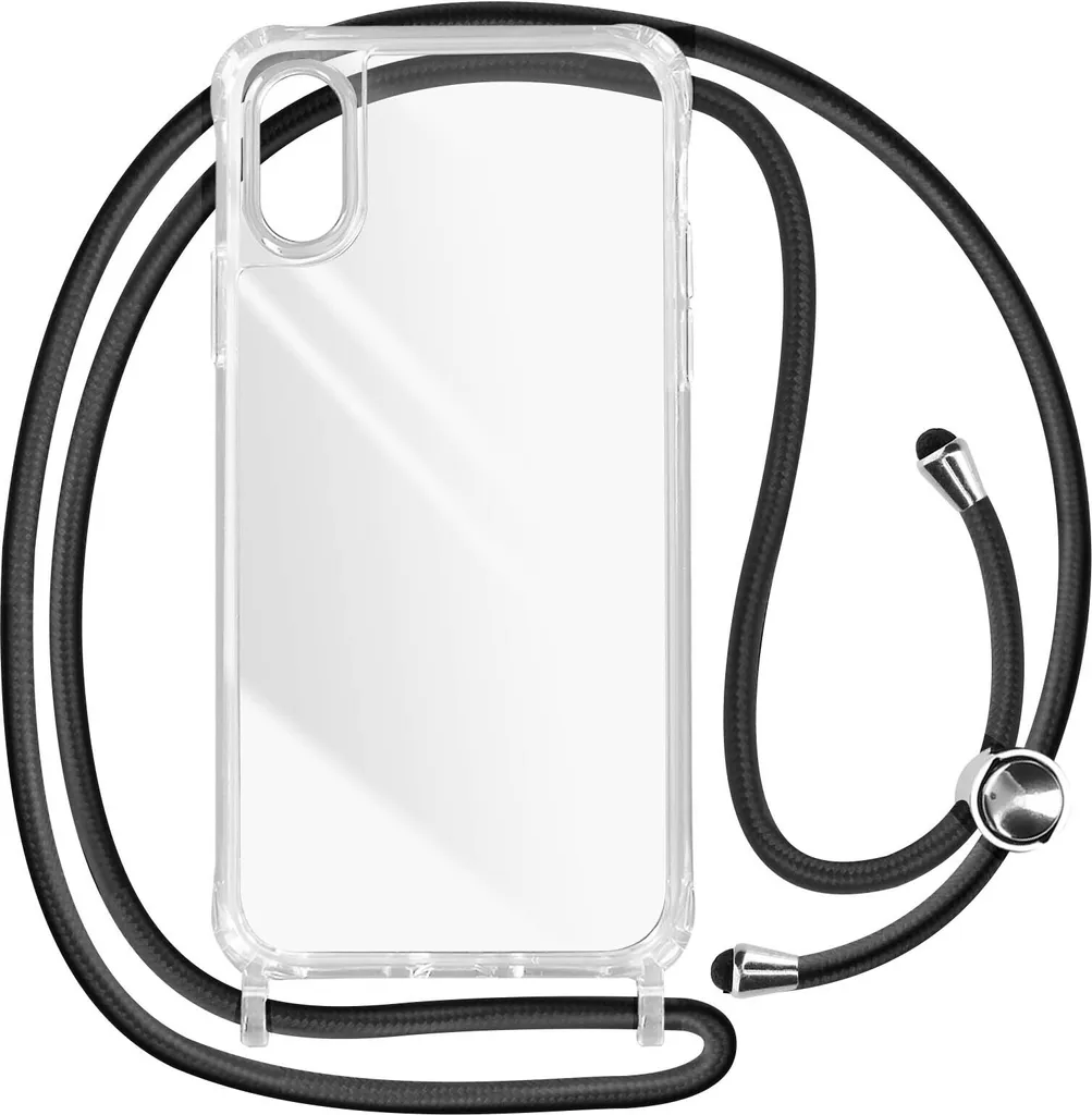 Avizar, custodia protettiva per Apple iPhone XR con catena in nylon da 90 cm, trasparente