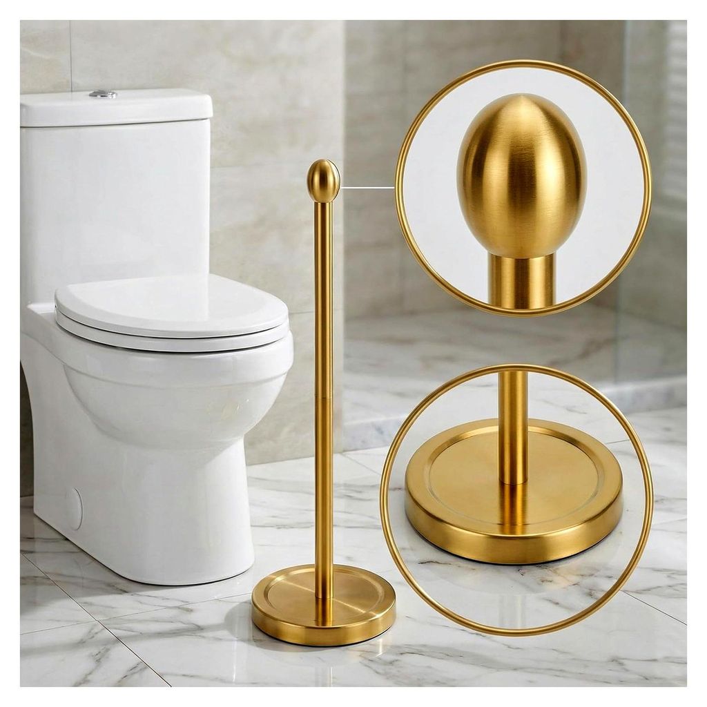 Toilettenpapierhalter mit Reserve, kompaktes Design für 4 Rollen, Badezimmer Toilettenpapieraufbewahrung - Gold