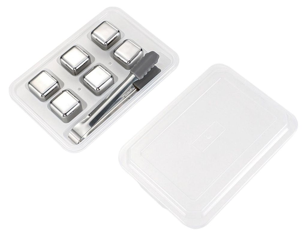 Edelstahl-Eiswürfel-Set mit Clips, wiederverwendbare Getränkekühler, Schnellgefrier-Metall-Kühlsteine für Whisky, Bier und Cocktails
