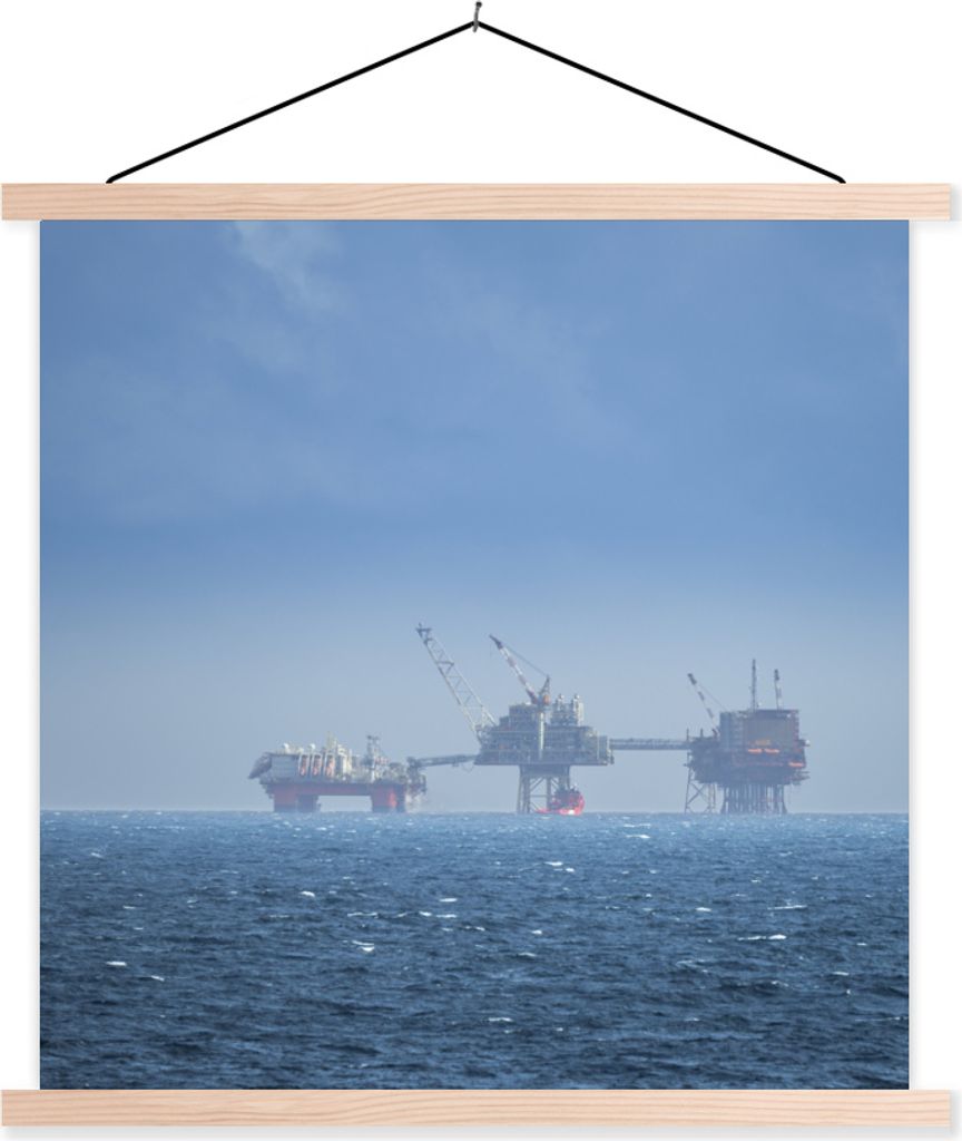 MuchoWow Textilposter Nordsee - Schottland - Nebel 120x120 cm mit holzfarbenen Rahmen - Textil-Poster