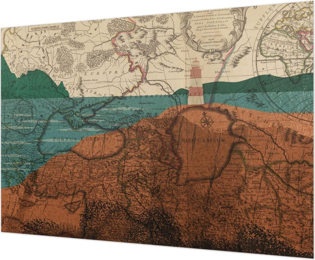 Wandtapete - Dekorative Tapete für Wohnzimmer - Tapetenfolie für Wanddekoration - 312x219 cm - Historische Karte