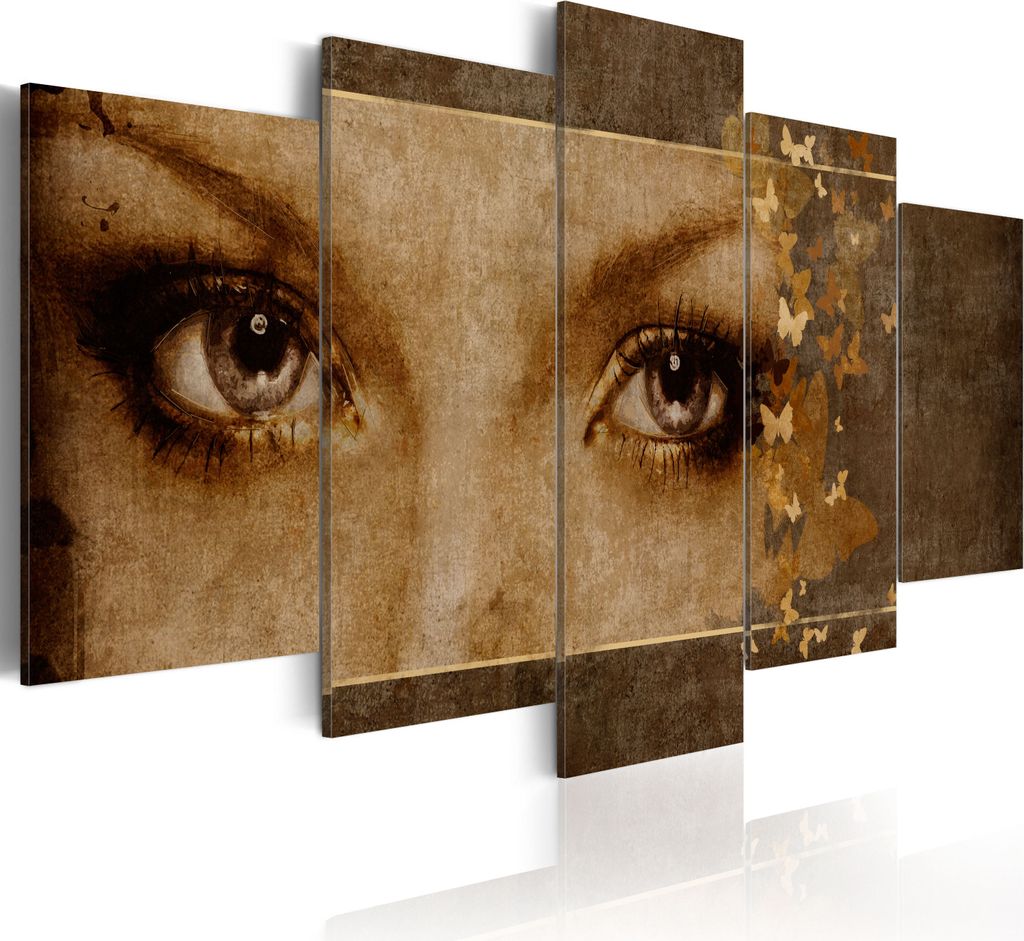 Leinwandbilder Abstrakt 200x100 cm Vlies Leinwandbild 5 tlg Kunstdruck modern Wandbilder XXL Wanddekoration Design Wand Bild - Gesicht Frau Augen P...