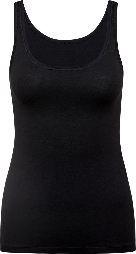 CALIDA Damen Top - Natural Comfort, Unterhemd, Tank Top, Jersey, einfarbig Schwarz S (40/42)