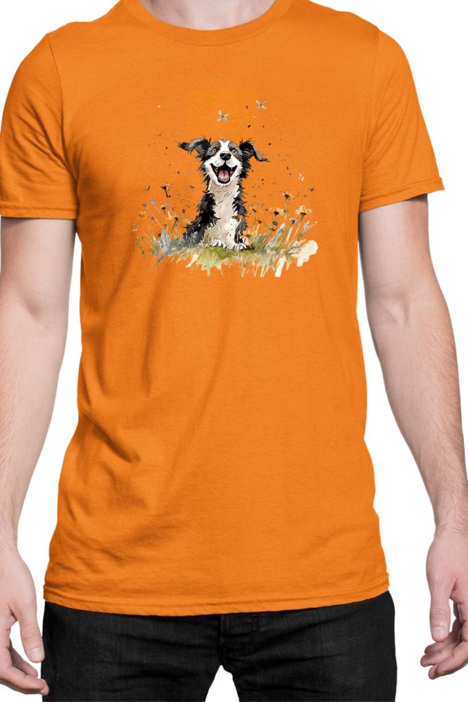Herren T-Shirt Funny Dogs Breeds Border Collie Dog Breed 010, Man XL / Orange
