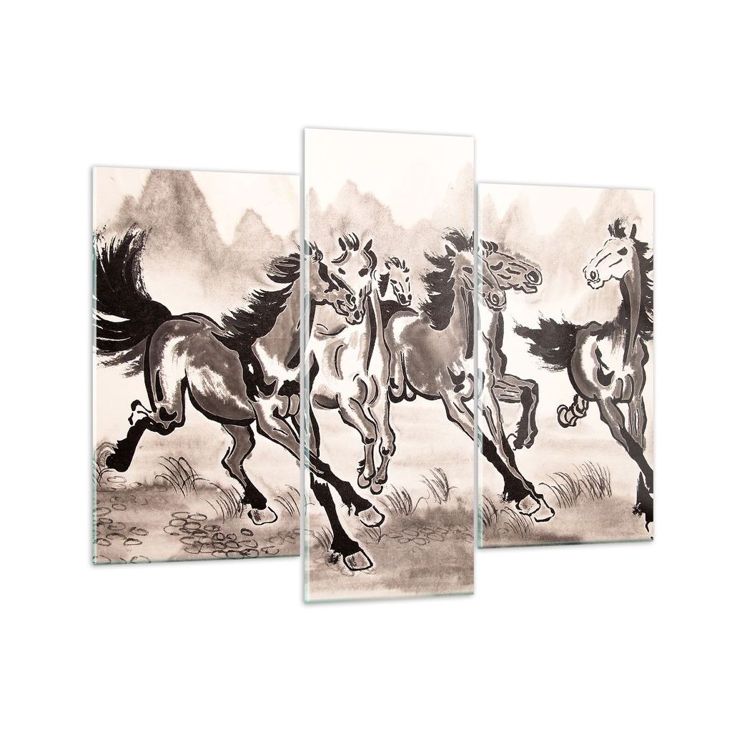 Bilder auf glas - Pferd Abbildung Natur - 130x100cm - Glasbilder - Wandbilder - Kunstdruck - zum Aufhängen bereit - Wanddekoration aus Glas - Glas...