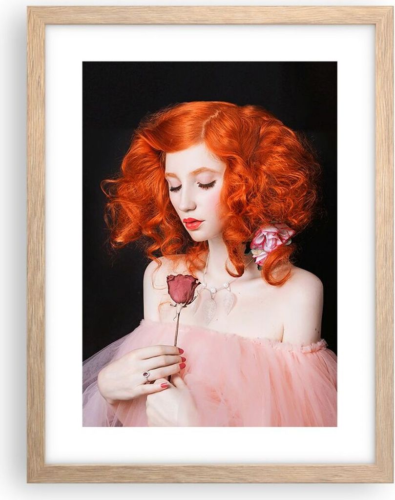 Gerahmtes Poster - Rahmen in heller Eiche - Erz Frau Rose - 30x40 cm - Wand Bild - Wanddeko - Wandbilder - Kunstposter - Wandposter - Bilderrahmen ...