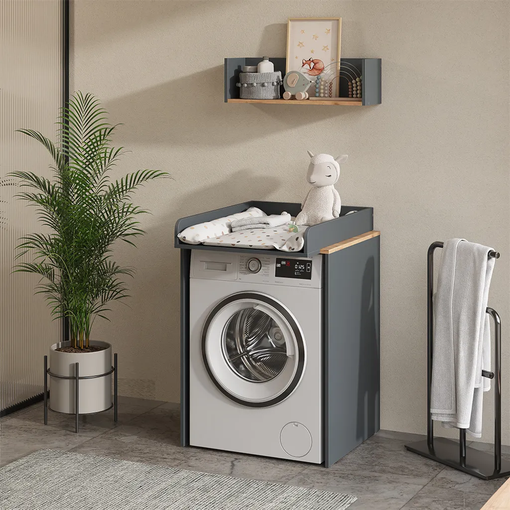 Armoire machine à laver Vicco Viktor Anthracite et Chêne doré 68x88cm