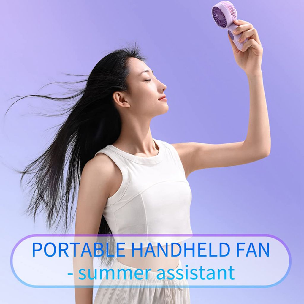 Wiederaufladbarer Mini-Handventilator – USB, 3 Geschwindigkeiten, Mit T-Ständer & Lanyard, Auch Als Wimperntrockner