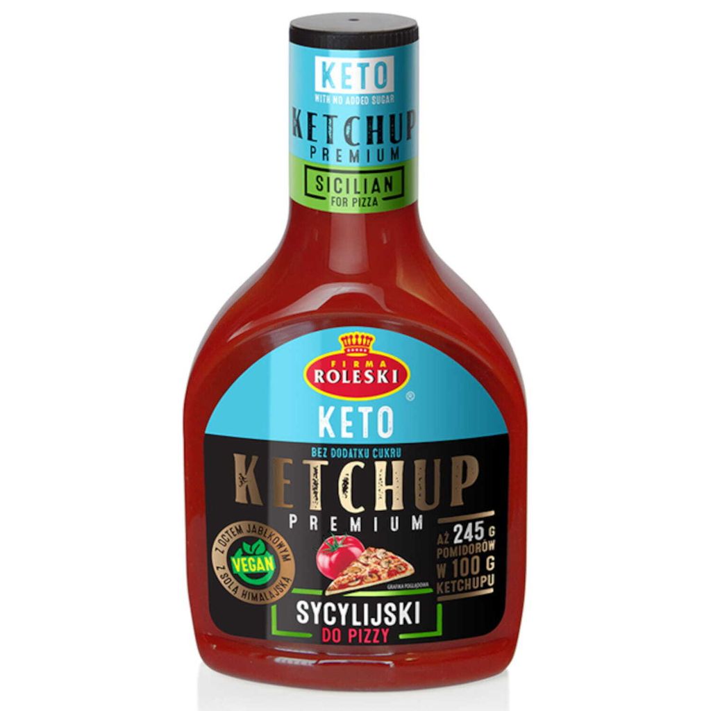 A bottle of ketchup on a white background.