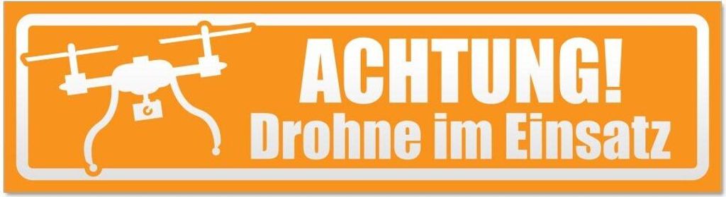 Kiwistar - Autoaufkleber - Orange - 60 x 16 cm - Achtung Drohne im Einsatz invertiert - Hinweis Aufkleber Sticker für Auto, Kfz, Fahrrad, PKW, LKW