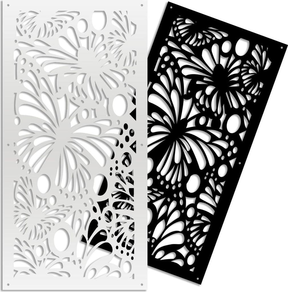 BUTTERFLY – Perforiertes PVC–Panel – Sonnenschutz 98x198 cm weiß