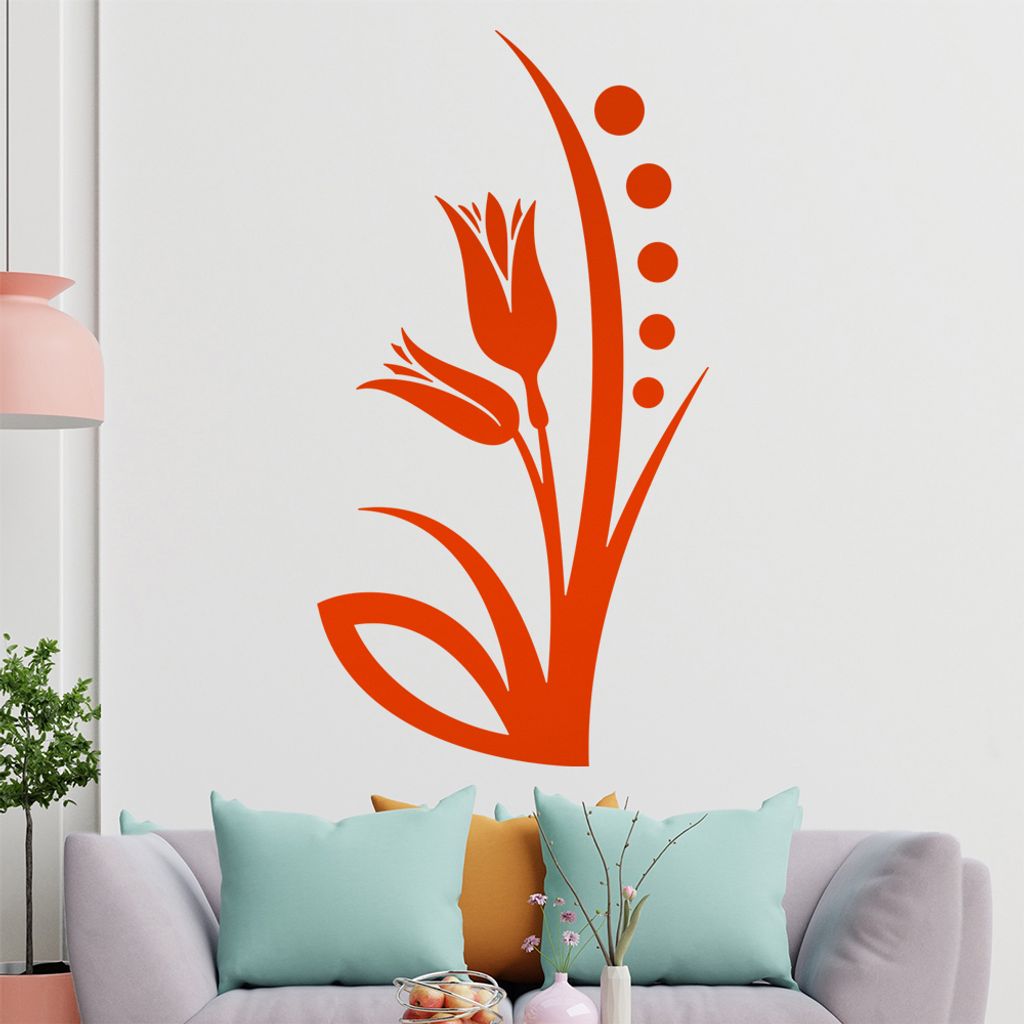 Blume - Linien Punkte Wandtattoo in 6 Größen - Wandaufkleber Wall Sticker - Dekoration, Küche, Wohnzimmer, Schlafzimmer, Badezimmer