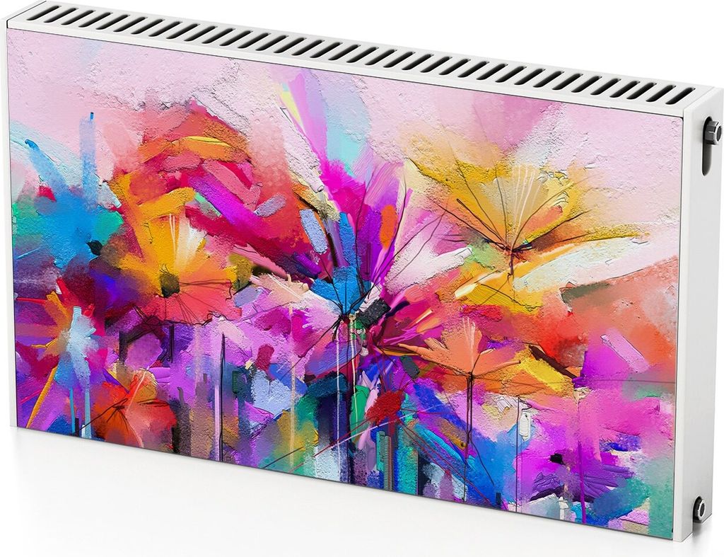 Künstlerische Blumen – Magnetische Heizkörperabdeckung – 100x60 cm – Magnet Heizkörperabdeckung – 3D Würfel – Heizkörperverkleidung ...