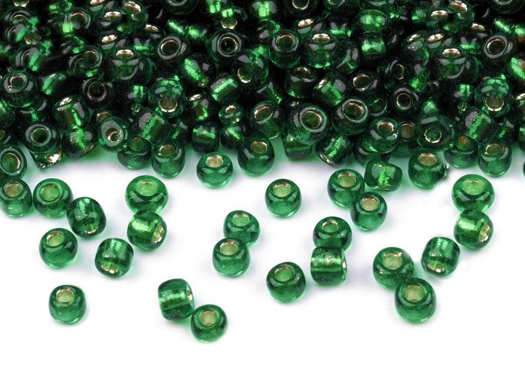 50g Rocailles Glasperlen 8/0 3mm dunkelgrün